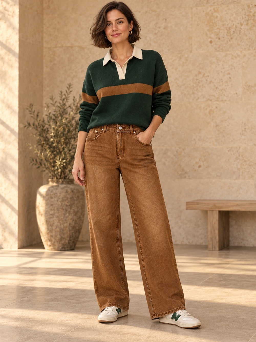 Wide-Leg Women’s Jeans in Brown